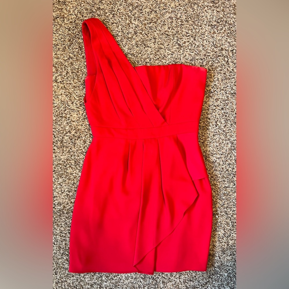 BCBGMaxazria red one sleeve dress, size 6